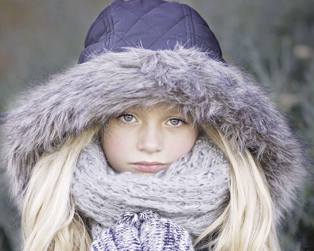 girl, blonde, winter clothes
