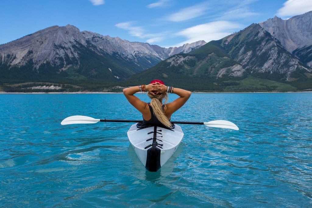 woman, paddle, kayak