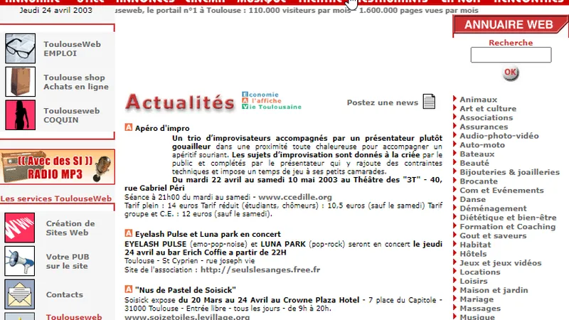 Le site ToulouseWeb en 2003