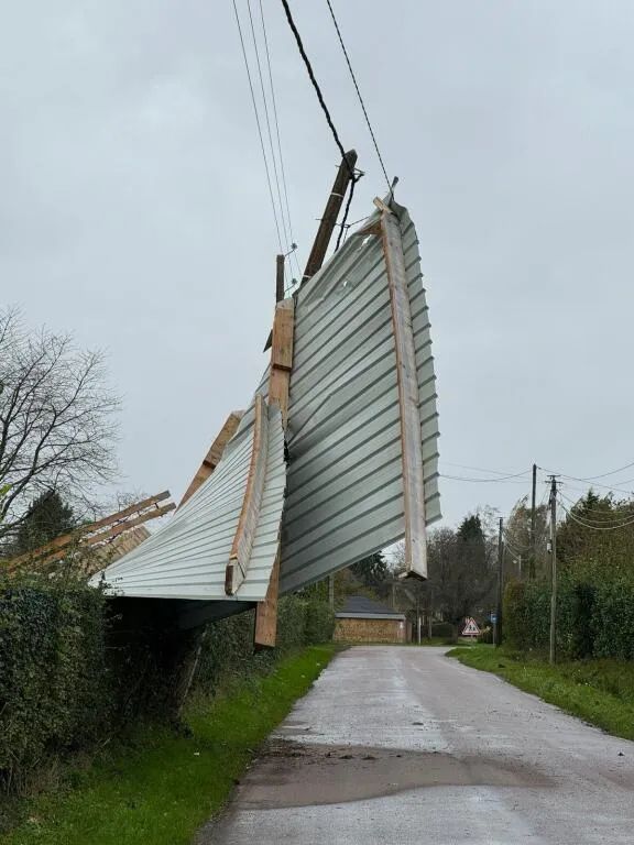 Les dégâts de la tempête Ciarán au Tronquay (Eure) le jeudi 2 novembre 2023.