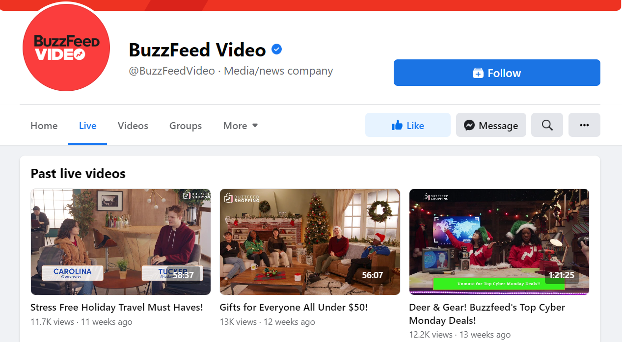 Buzzfeed past live videos on facebook