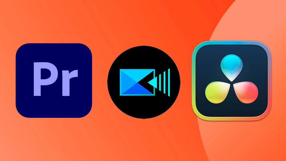 The logos of three of the best video editing software programs, Premiere Pro, CyberLink Power Director and Davini Resolve