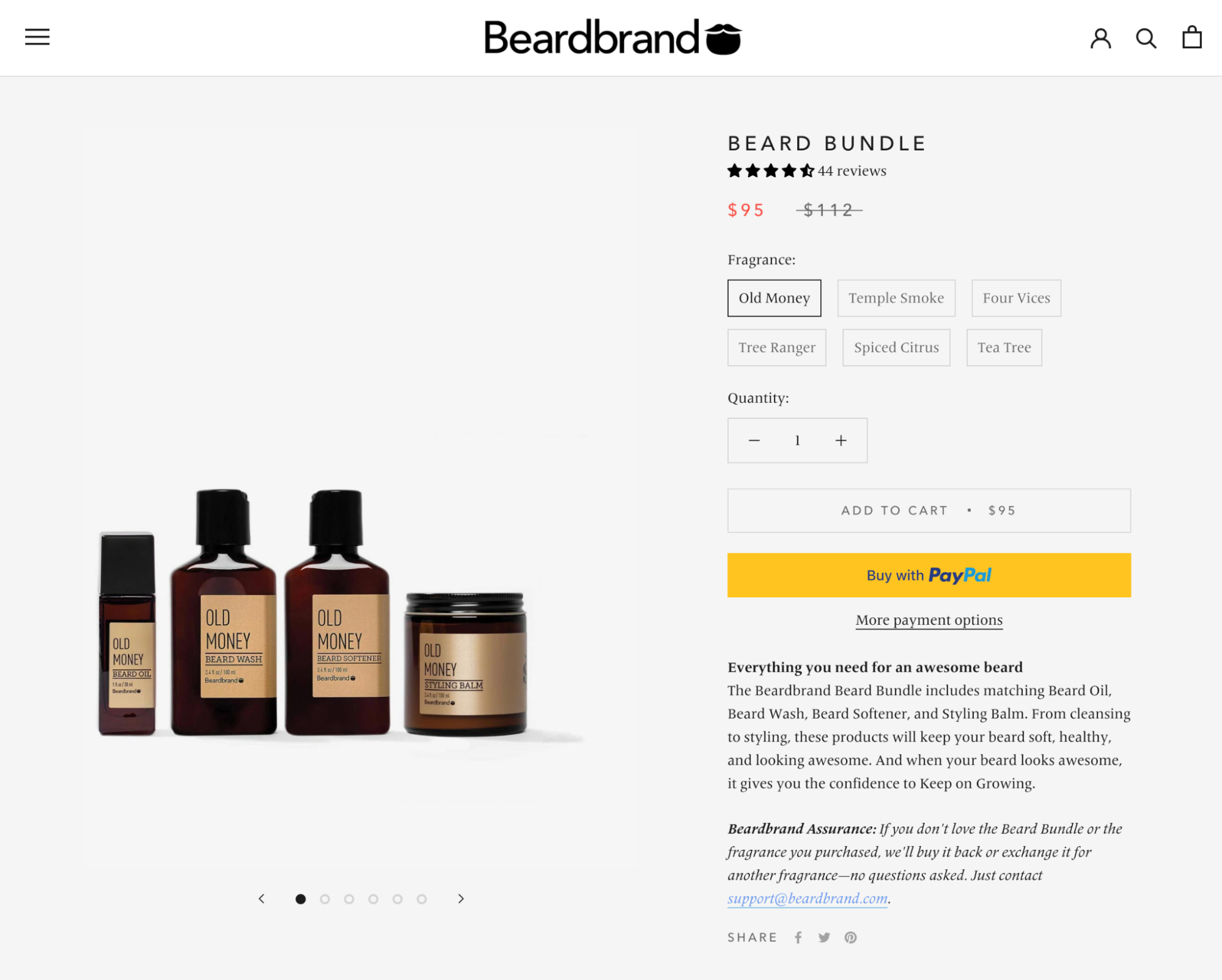 Screenshot of Beardbrand product page