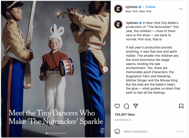 Example of carousel post from New York Times Instagram account
